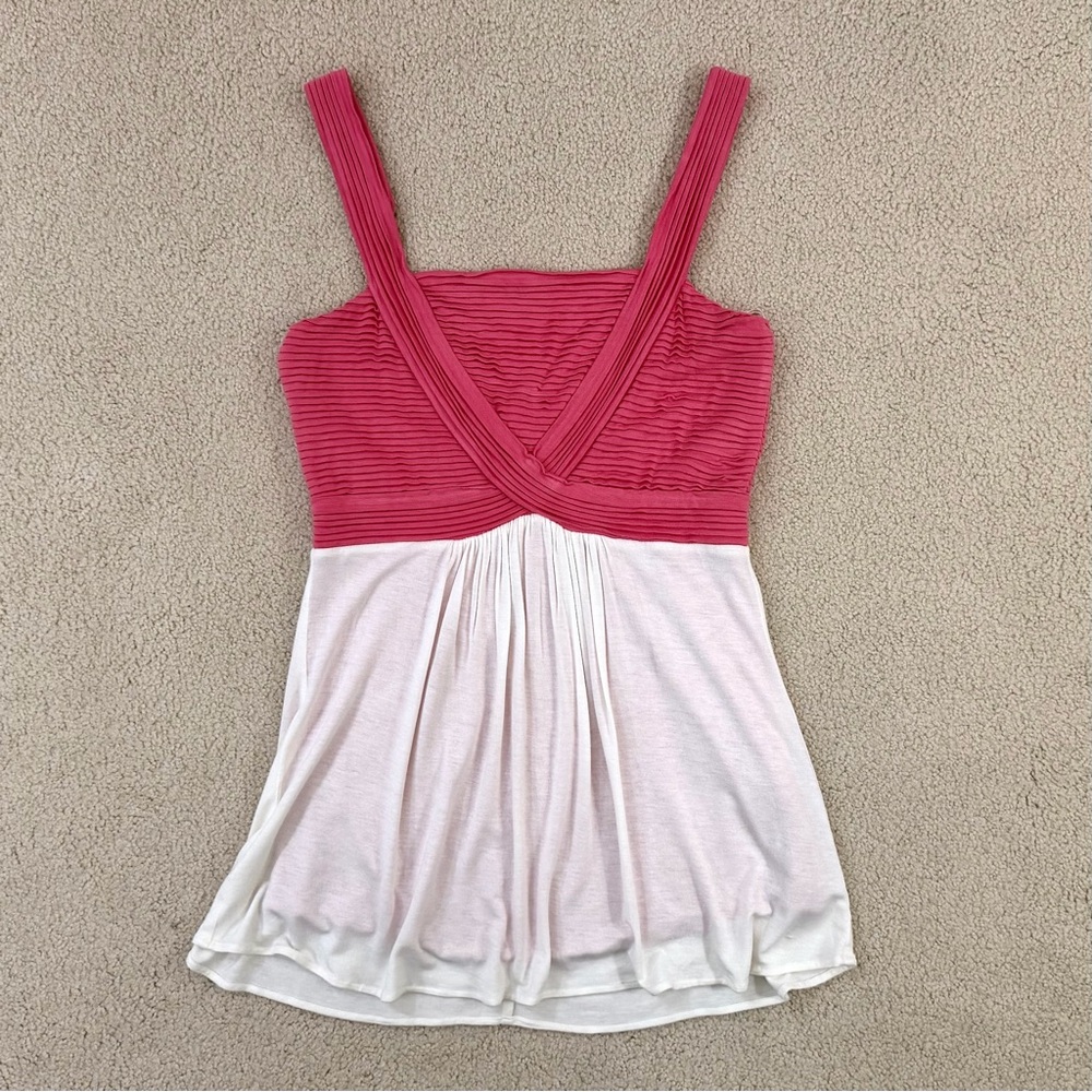 MM Couture Pink and White Flowy Sleeveless Top